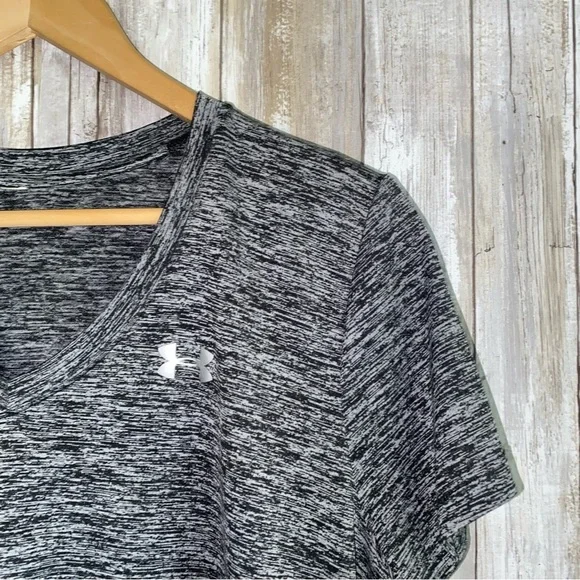 Under Armour Women's Charcoal Heather V-Neck Tee - Picture 2 of 5